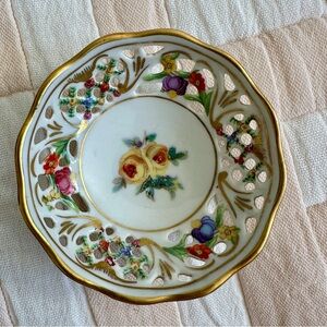Schumann Bavaria “Chateau” Teeny Tiny Floral Porcelain Plate with Gold‎ Trim